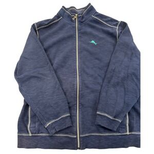 Tommy Bahama Tobago Bay Sweatshirt Jacket Full Zip Blue Casual Sz 1XLB Big Tall‎